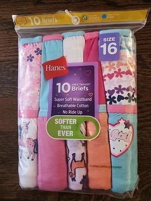 GIRLS HANES 10CT. BRIEFS SIZE 16 - Image 1 of 2