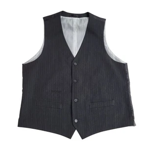 Taylor Wright Waistcoat Grey Pinstriped 3 Pocket Smart Formal Men's L 42-43" - Picture 1 of 3