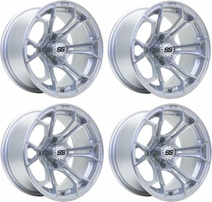 GTW Spyder 14 inch Machined/Silver Aluminum Golf Cart Wheel | 3:4 Offset | Set 4 - Picture 1 of 7