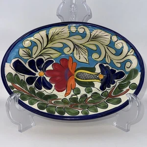 Mexican Talavera Pottery Serving Bowl Round Hand Painted 10 in Mexico Lead Free - Picture 1 of 7
