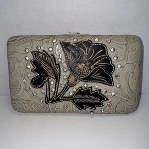 Montana West Tan Clutch Wallet With Tooled Leather Floral Design... - Picture 1 of 5