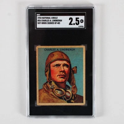 1934 NATIONAL CHICLE SKY BIRDS CARD #36 SERIES 48 CHARLES LINDBERGH SGC 2.5 - Image 1 of 2