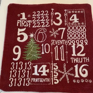 Pottery Barn ADVENT CALENDAR Crewel Embroidered Pillow Cover  Christmas 18" - Picture 1 of 2