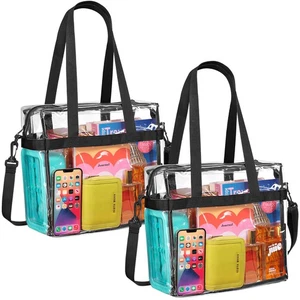 Bolso de Mano Transparente Aprobado por Estadio - PACK DE 2 - Correas para el Hombro y Cremallera Superior. ... - Imagen 1 de 6