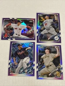 2021 Topps Chrome Purple Refractor Rookie Cards 4 Card Lot Corner Dents See Pics - Picture 1 of 14