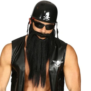 Rocker Zwergen-Bart Langer ZZ Top Bart mit Schnurrbart Schwarz Kostümzubehör - Bild 1 von 3