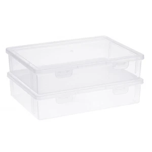 Clear Plastic Storage Box with Flap Lid, Multipurpose Craft Organizers and St... - Picture 1 of 7