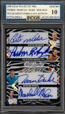 2025 Eclectic PBA Weber/Bohn/Duke/Holman Auto/4 FCGS 10 GEM MT (AU 10/8/10/10) Foto 1 de 2