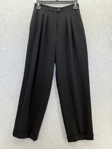Pantalones para mujer Jones New York vintage talla 6 pequeños cintura alta plisados negros lisos - Imagen 1 de 8