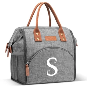 Initial Lunch Bag Women Insulated Lunch Box Wide-Open Lunch Tote Bag Large Dr... - Picture 1 of 7