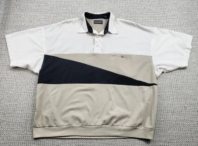 Camisa polo vintage solo para miembros para hombre XL blanca tostada negra bloques de color retro años 90 Foto 1 de 4