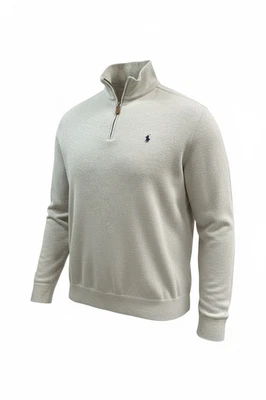 Polo Ralph Lauren Hombre 1/4 Cremallera Cuello Simulado Suéter XL Beige Algodón Pullover  Foto 1 de 4