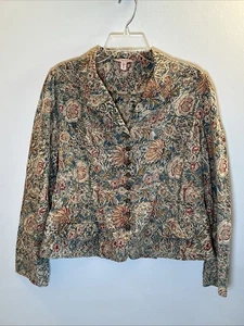 Polo Jeans Co leichte Jacke blau Blumenmuster 100% Baumwolle ungefüttert Größe L - Bild 1 von 7