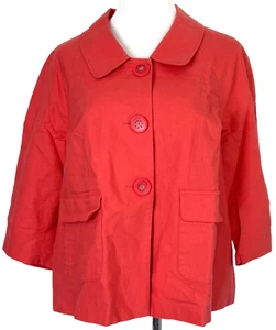 Lane Bryant Womans Size 16 Blazer Jacket Red 3/4 Sleeve Pockets Cropped Classic - Picture 1 of 13