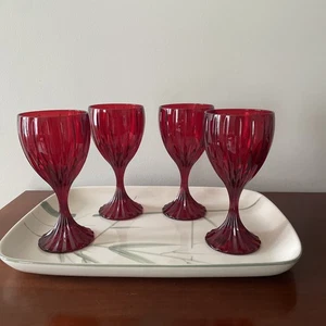 Mikasa PARK LANE Set di 4 bicchieri da vino in cristallo taglio rosso rubino - Foto 1 di 9