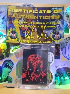 Kyle Willis Deadpool Mosaic Face Art Card  #4/10 Sealed & Numbered/Signed & COA! - Picture 1 of 22