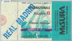 C0226 - Vecchio  BIGLIETTO PARTITA  CALCIO 1984/85  INTER - REAL MADRID - Imagen 1 de 1