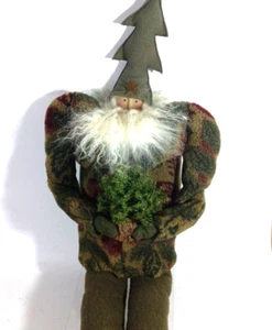 Woodland Volkskunst Stoff Fleece Weihnachtsmann Plüsch Puppe handgefertigt Künstler Mohair Bart - Bild 1 von 6