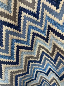 Blue Zigzag heavy chenille Upholstery fabric by the yard 54” wide - Picture 1 of 1