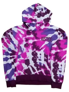 Justice Mädchen lila pink & weiß Glitzer Batik Hoodie Sweatshirt - Bild 1 von 1