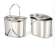 Outdoor Camping Cookware Cooking Equipment Pot Stainless Steel Foldable Handle
