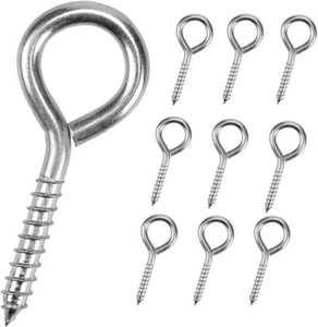 Eye Hooks Screw 2.5 Inches - 10 Pcs Stainless Steel Bright metallic color - Picture 1 of 4