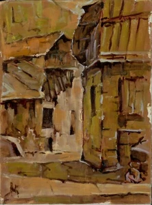 " PACE E SILENZIO " G. ADORNI 24x18x0,5 cm DIPINTO OLIO SU CARTONE TELATO 1998 - Picture 1 of 2