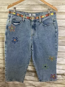 Jeans capris florales bordados vintage Y2K Arizona Jean Co Juniors 13 hi j342 - Imagen 1 de 8