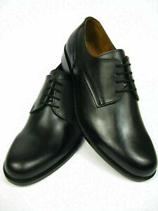 Męskie skórzane buty biznesowe Manz 162093 szerokość K bardzo szerokie czarne gładkie derby