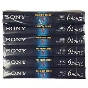 Sony 6 Hour Blank High Quality VHS Tapes Premium Grade T-120 VE 6-Pack, New - Picture 1 of 5