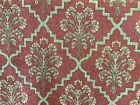 TERRACOTTA FLORAL CHENILLE CURTAIN FABRIC 2.28m Rust Green UPHOLSTERY