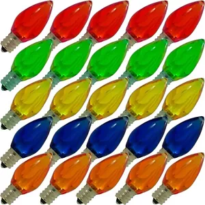 LED Multi-Color Transparent Light Bulbs, C7 Steady Xmas Lights, 1 Box Of 25 - Picture 1 of 12