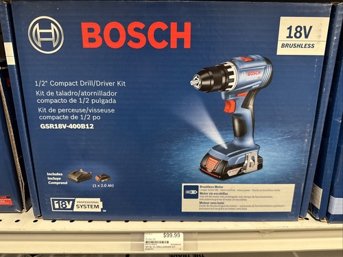 ¡Nuevo! Bosch 1/2" Compacto Sin Escobillas Taladro/Atornillador Kit 18V GSR18V-400B12-