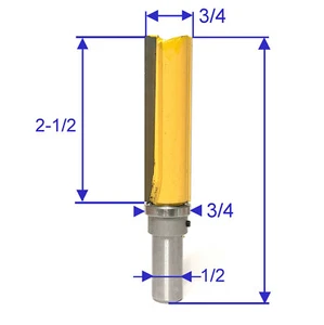 1 pc 1/2" SH 3/4" Dia. 1-1/2 Blade Top Bearing Trim Pattern Router Bit G - Picture 1 of 12