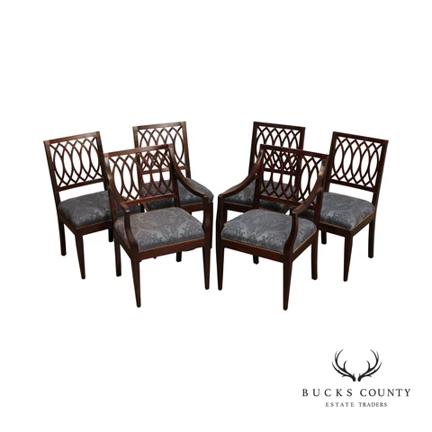 Stickley Coln. William. Collection Set Of 6 Regency Style Mahogany Dining Chairs Cover