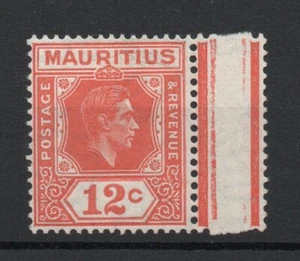 MAURITIUS SG 257b 1942 12 c GVI PERF VARIETY P 15 x 14 MNH - Picture 1 of 2