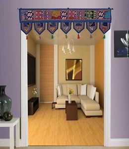 Window Wall Hanging Indian Embroidered Toran Door Hanging Vintage Patchwork Boho - Picture 1 of 4