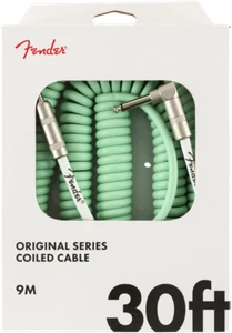 Fender Coiled Guitar/Instrument Cable, SURF GREEN, Straight to Right-Angle 30'ft - Picture 1 of 4