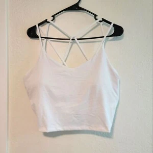 Old Navy White Strappy Powerpress Long Line Sports Bra Xlarge - Bild 1 von 4