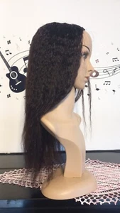 U-Part Yaki Echthaar Perücke 1B Yaki Straight Human Hair Wig Darkbrown Extension - Bild 1 von 6