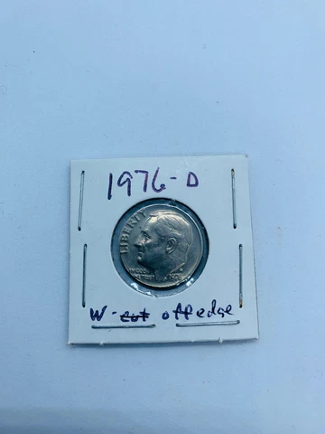 1976 D Dime Roosevelt 10 Cent Coin Error W Cut Off Mid-Struck! In Hand! Cover