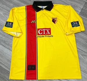 Watford FC 1997-98 Match Worn Home Football Shirt Soccer Jersey #13 Size 2XL - Picture 1 of 13