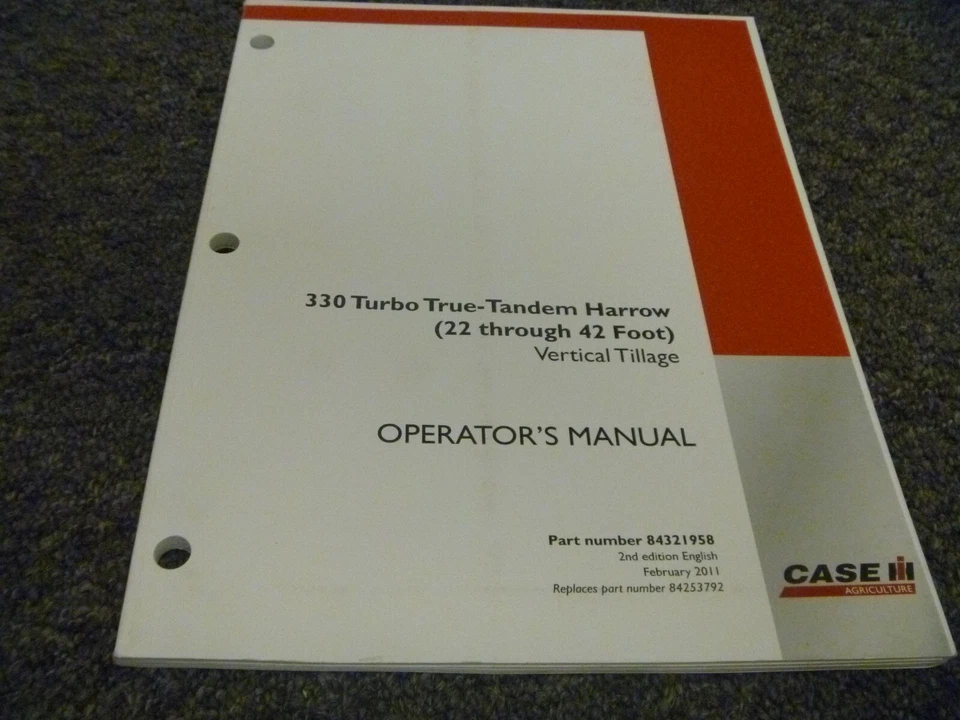 Case 330 Turbo True Tandem Harrow Disc Tillage Owner Operator Maintenance Manual - Image 1 of 1