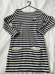 Lazy Oaf Navy Stripe Breton Eyeball Sweat Dress Pockets Size Small - Picture 1 of 6