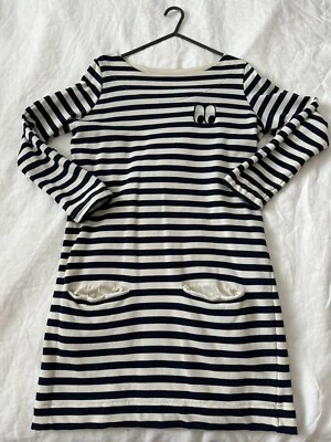 Lazy Oaf Navy Stripe Breton Eyeball Sweat Dress Pockets Size Small - Image 1 of 4