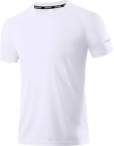 Men's Mesh Quick-Dry Short Sleeve Workout T-Shirt Large, White - Picture 1 of 6