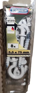 Schraubhaken gebogen 5,0x75 mm weiß Schraubhaken Haken Wandhaken Nut - Bild 1 von 1
