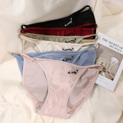 3 Or 5 Pcs Lot Women's Sexy Satin String Bikini Briefs Panties Fashion Underwear - Image 1 of 4