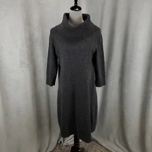 Talbots Sweater Dress Womens X 0X Grayish Black Speckled Cowl Neck - Picture 1 of 9