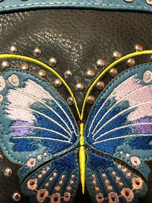 Montana West Blue Butterfly Cell Phone Wallet Travel Size Shoulder Strap - Image 1 of 4